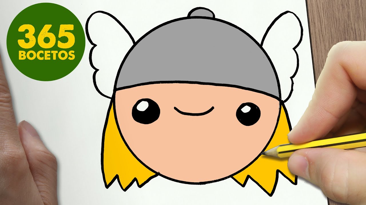 COMO DIBUJAR THOR EMOTICONOS WHATSAPP KAWAII PASO A PASO - Dibujos kawaii fáciles 