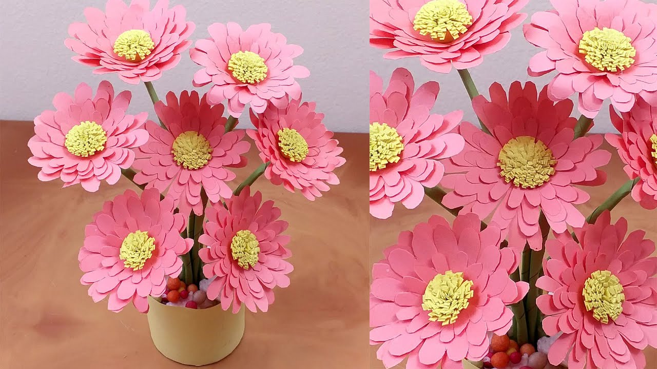 DIY Paper Flower With Flower Vase Making Idea | Easy Paper Flowers | Flower Making 