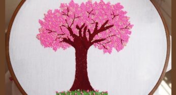 Cherry Blossom Tree Hand Embroidery | French Knot Flowers Design | Tree Embroidery