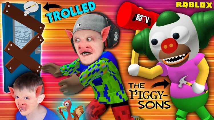 Roblox Piggy Sons Troll Krusty The Clown My School Fgteev Simpsons Escape Game - g t v roblox