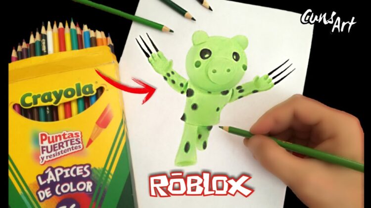 Como Dibujar Y Colorear A Dino Piggy De Piggy Roblox Con Lapices Baratos Dibujos De Piggy Roblox - facil dibujos de roblox para pintar