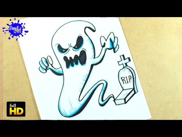 HALLOWEEN / Como dibujar un Fantasma paso a paso / how to draw a Ghost. 