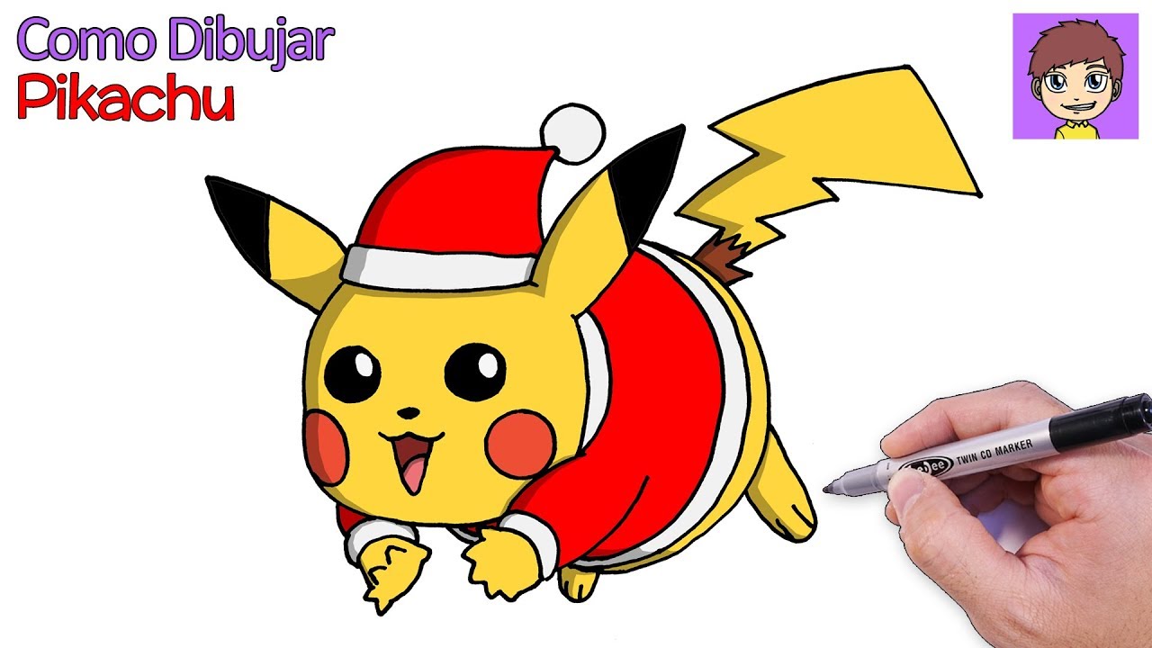 Como Dibujar a Pikachu para Navidad Paso a Paso - Dibujos para Dibujar Dibujos Faciles 