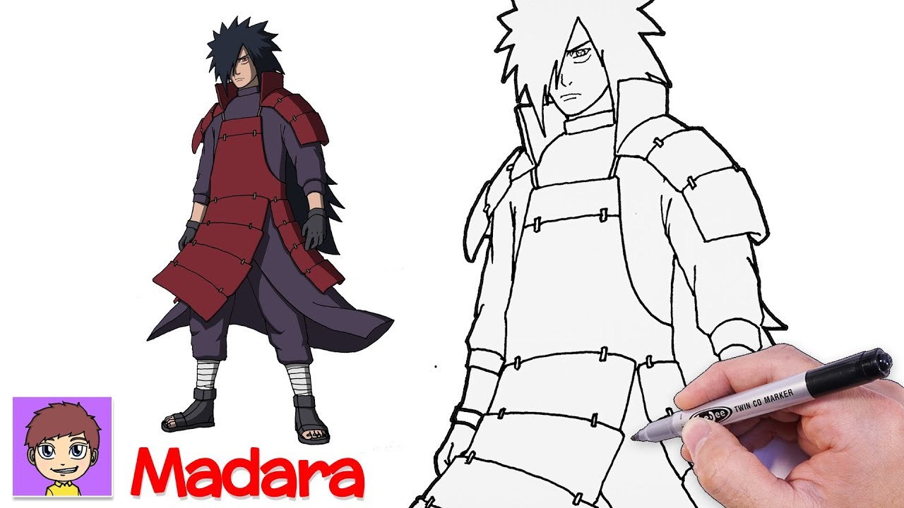 Como Dibujar a Madara Uchiha Paso a Paso - Naruto Shippuden - Dibujos Faciles 