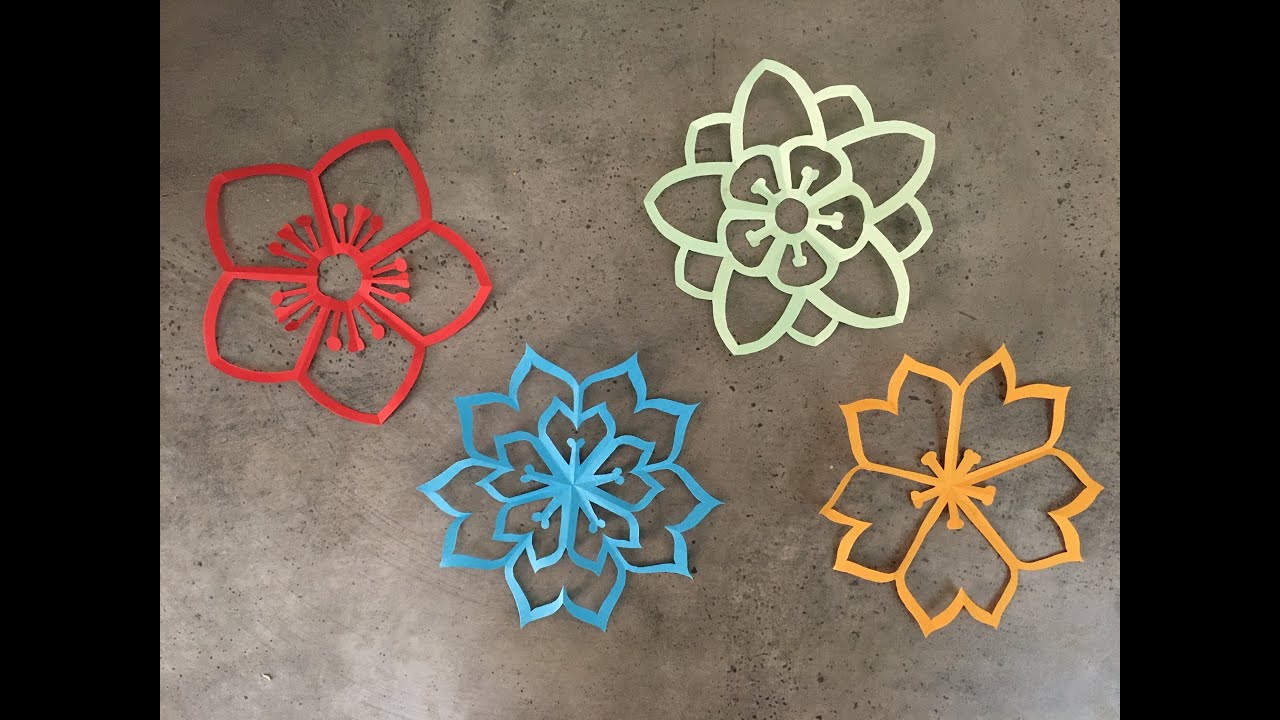 Paper Crafts For School / Paper Craft / Simple Paper Cutting Flower Design - 5 Petal Flower Cutting 