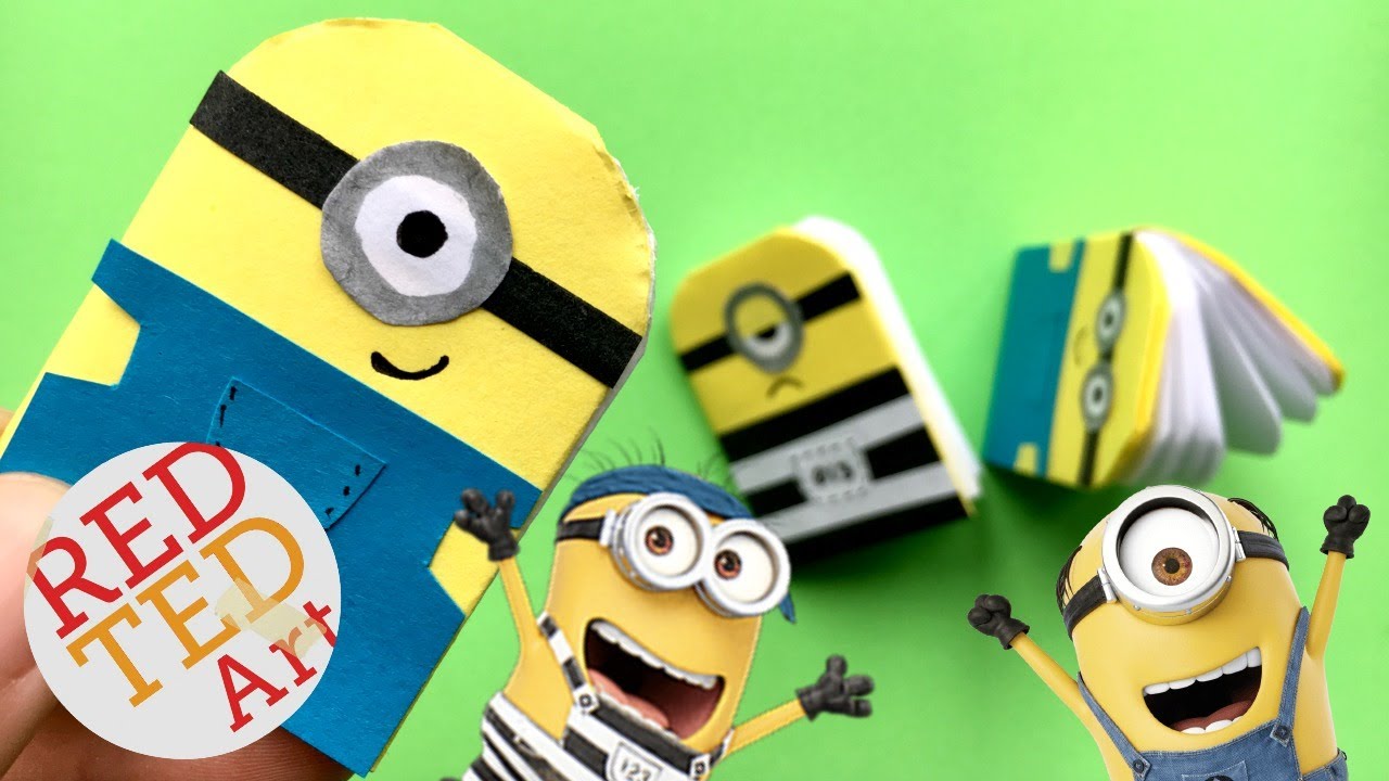 Easy Mini Notebook MINION DIY - Mini Paper Book DIY -Easy (almost) No Glue Paper Book How To Minions 