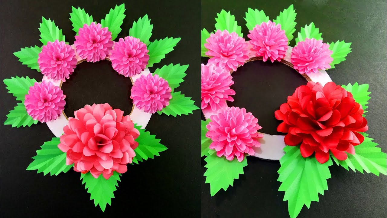 Paper Flower Wall Hanging - Easy Wall Decoration Ideas - DIY Wall Decor 2