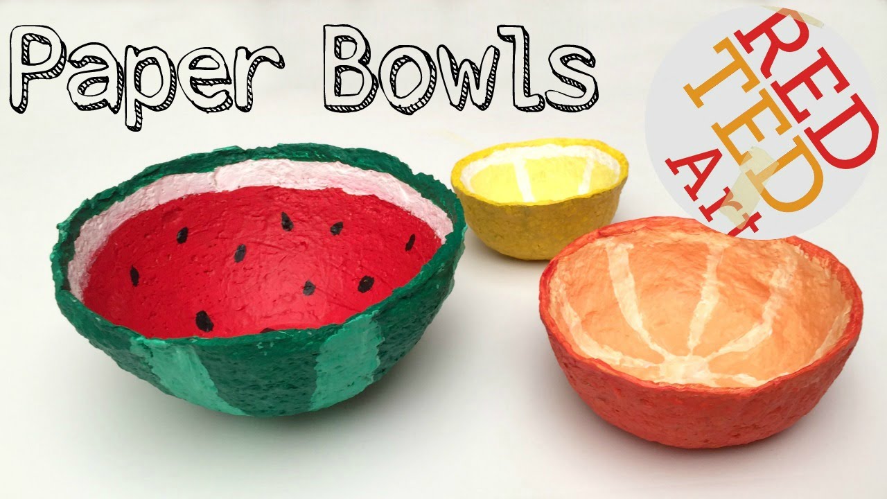 How to make a Bowl from Shredded Paper (DIY Watermelon Craft) 