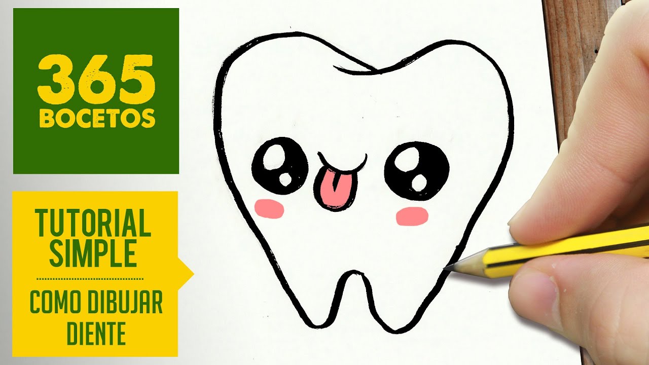 COMO DIBUJAR MUELA KAWAII PASO A PASO - Dibujos kawaii faciles - How to draw a tooth 