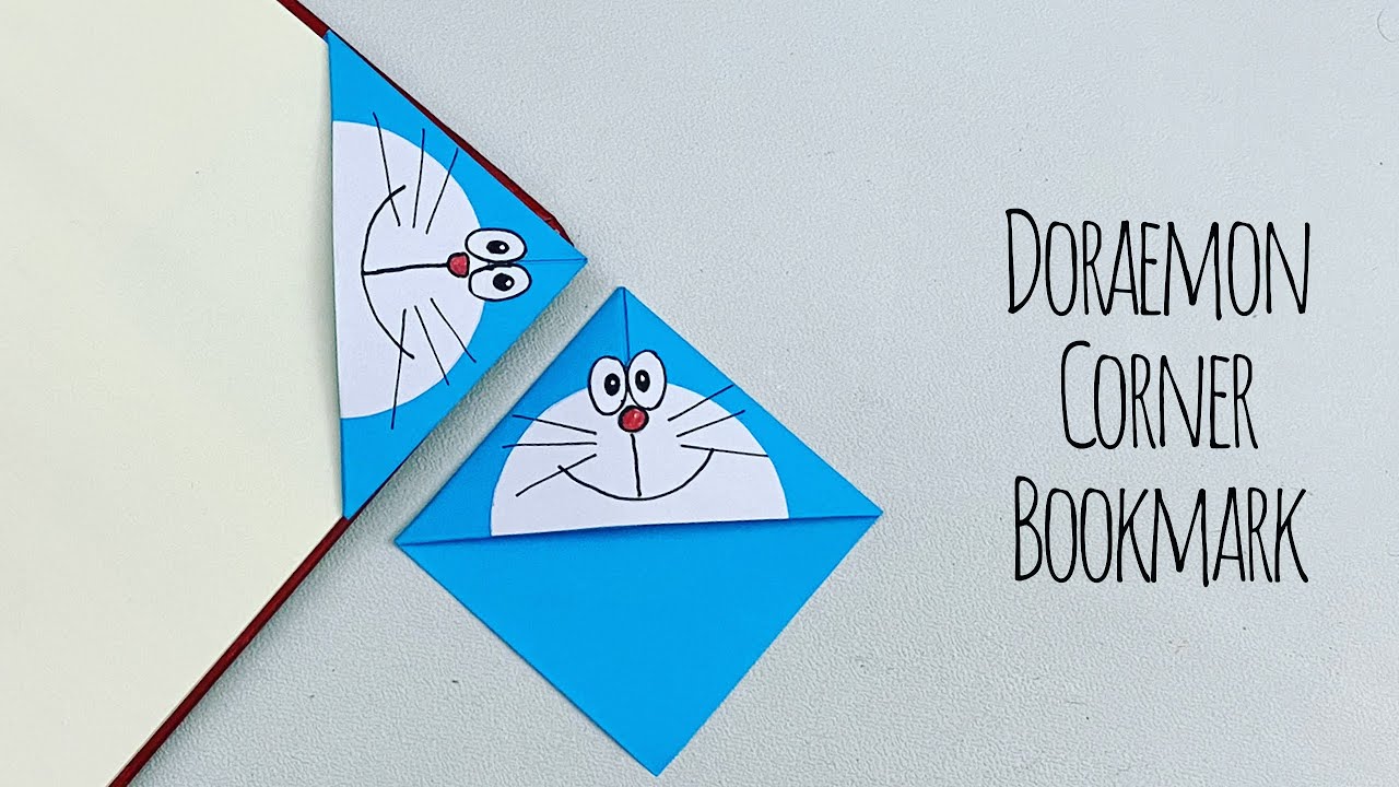 DIY Paper DORAEMON Corner Bookmark!!! Paper Crafts For School / Origami Bookmark / Paper Craft New 
