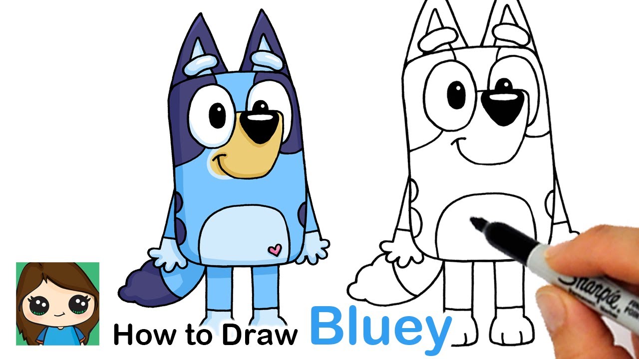 How to Draw Bluey the Puppy | Disney 