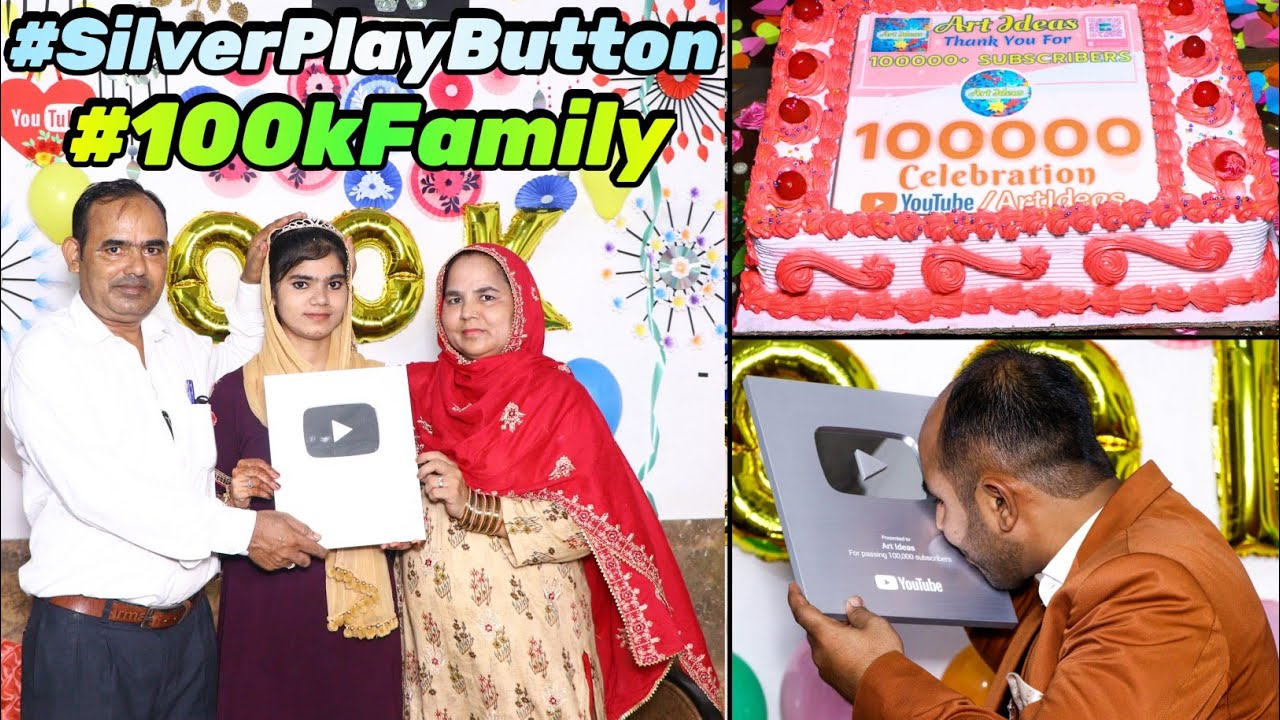 Art Ideas 100000 SUBSCRIBERS! | 100K Family Celebration | Silver Play Button UNBOXING Creator Awards 