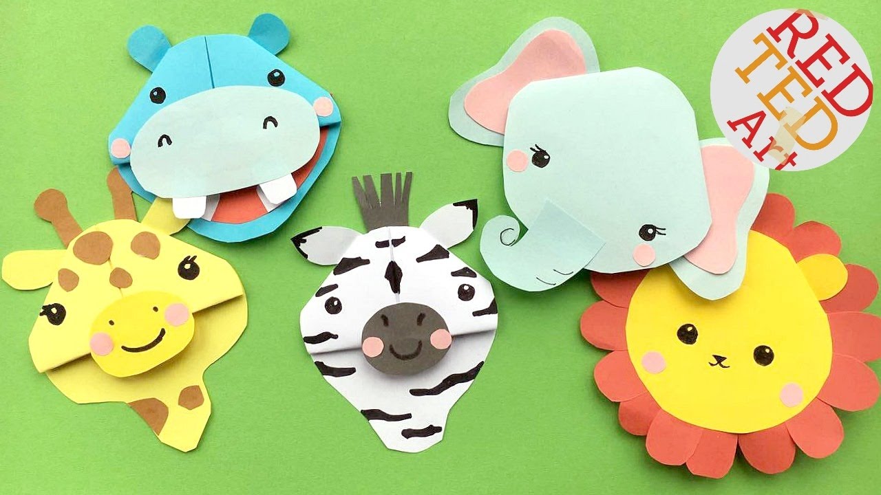 5 Safari Animal Bookmark DIYs - Zebra, Lion, Giraffe, Elephant, Hippo Bookmark Corner DIYs 