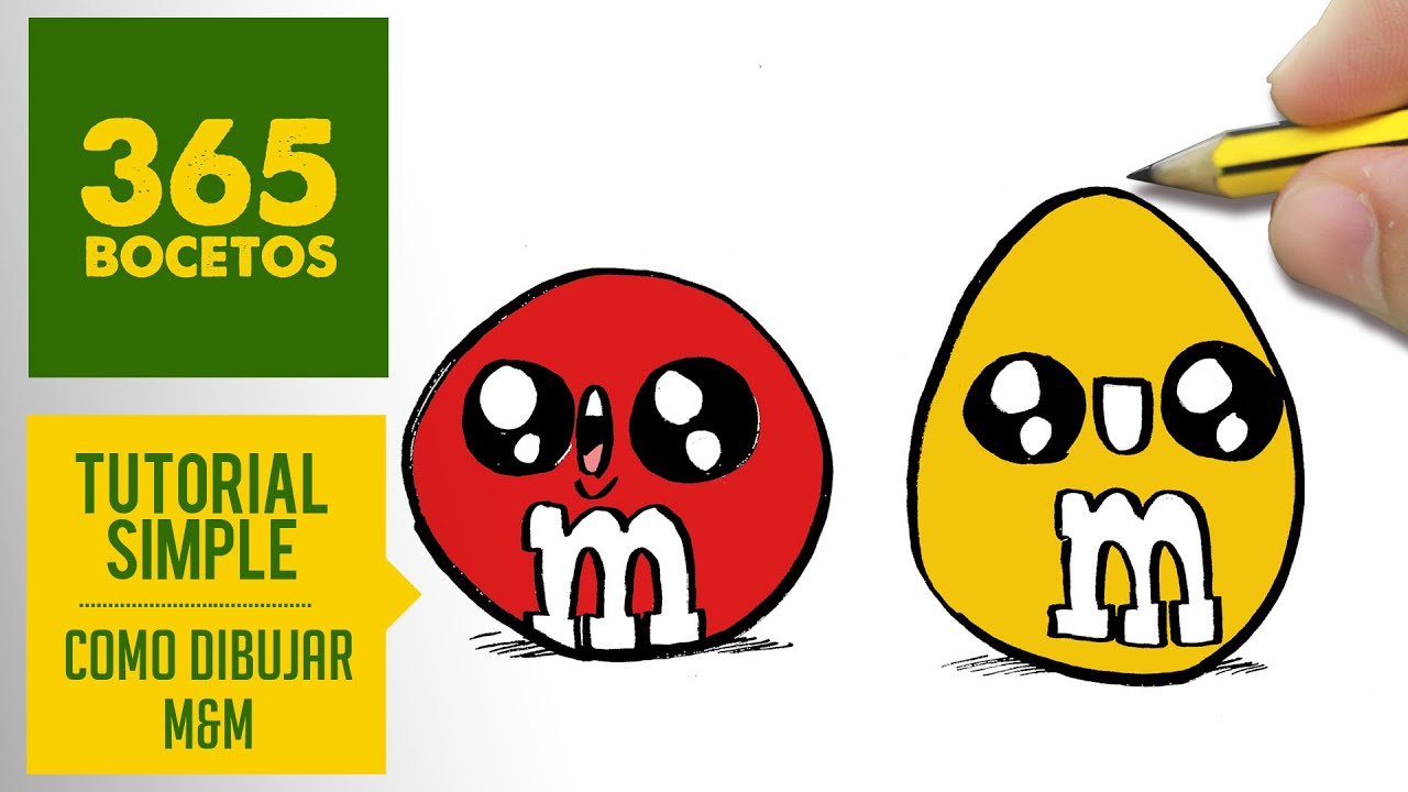 COMO DIBUJAR M&M´S KAWAII PASO A PASO - Dibujos kawaii faciles - How to draw a M&M´S 