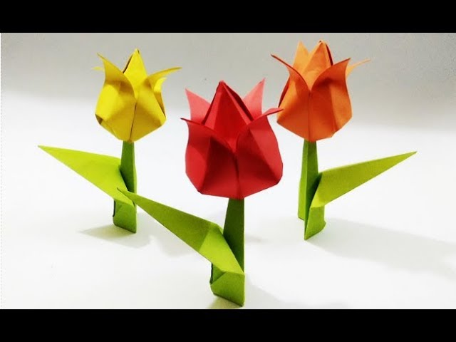 How to make: Origami Tulip Flower| Easy Paper Flowers | Origami Flower Easy | Craftastic 