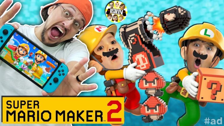 Super Mario Maker 2 Fgteev Shawn Makes A Level Lol - roblox super mario scream youtube