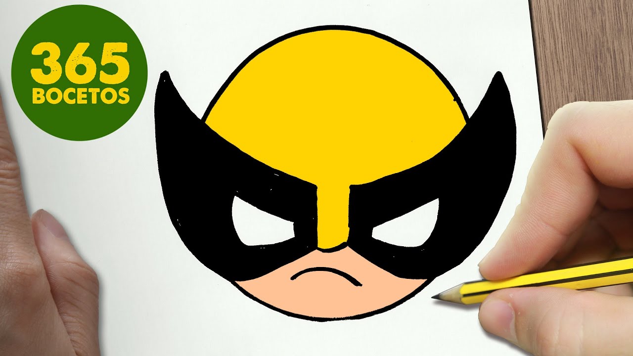 COMO DIBUJAR WOLVERINE EMOTICONOS WHATSAPP KAWAII PASO A PASO - Dibujos kawaii fáciles 