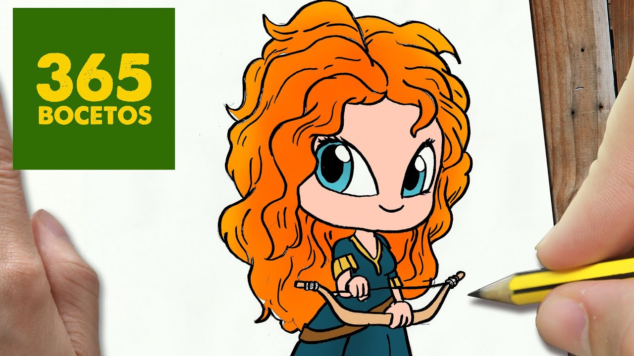 COMO DIBUJAR MERIDA DE BRAVE KAWAII PASO A PASO - Dibujos kawaii faciles - How to draw Merida 