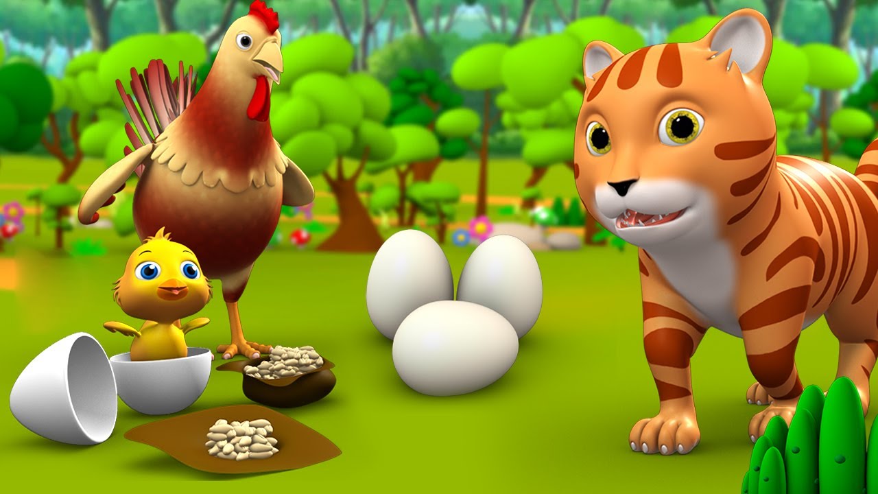 Hen's Eggs and Funny Cat Story - मुर्गी के अंडे और नटखट बिल्ली कहानी 3D Kids Hindi Moral Stories 