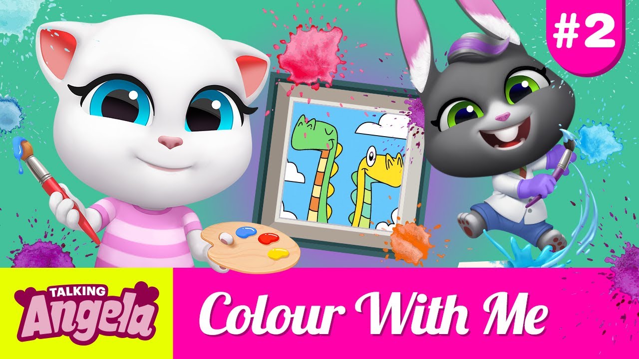 ? Let’s Paint a DINOSAUR With Talking Becca and Talking Angela (Color With Me #2) 1