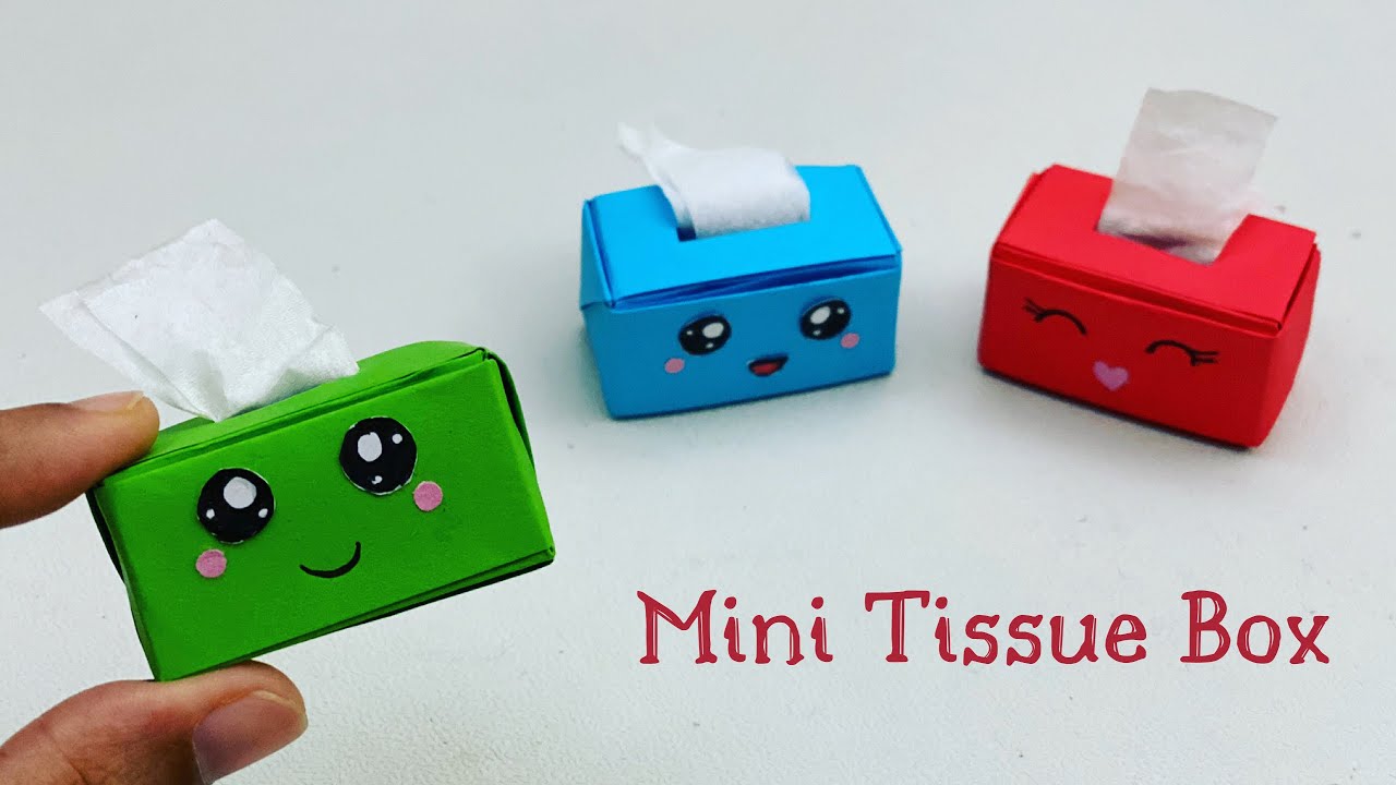 DIY MINI PAPER TISSUE BOX / Paper Crafts For School / Paper Craft / Easy kids craft ideas 