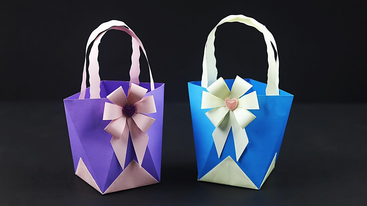 Easy Gift Bag With Handles | How To Make Paper Bags With Handles | Origami Gift Bags 