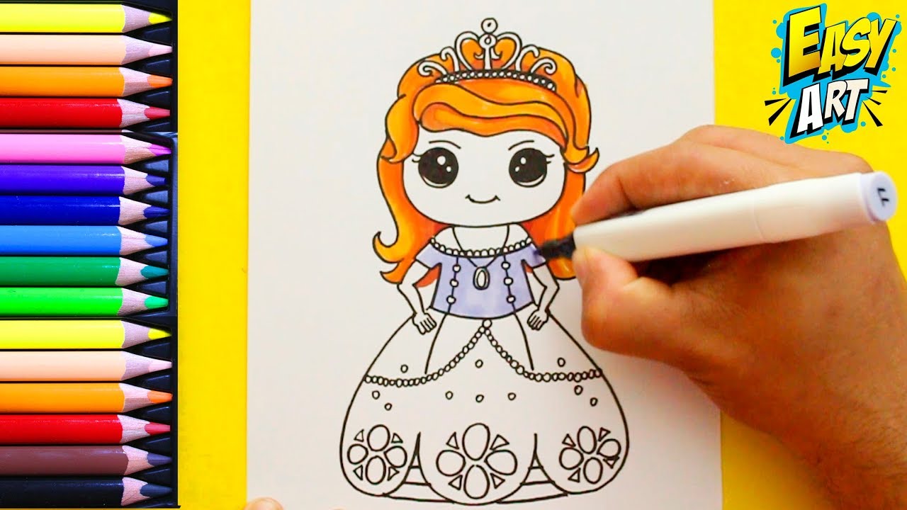 La princesita Sofia - Com Dibujar a Sofia Cute - Dibujos Faciles - How to Draw Princess Sofia 