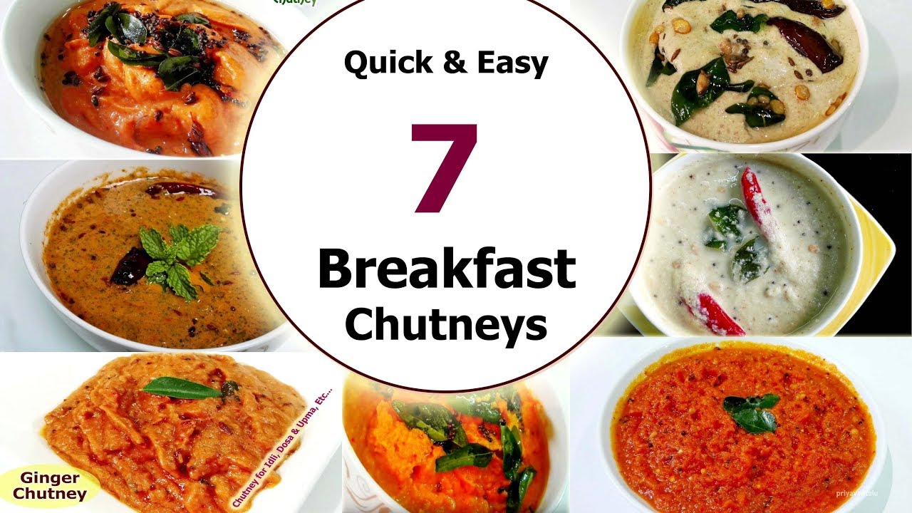 7 Daily & Regular Chutney Recipes || Quick & Easy Breakfast Chutneys 