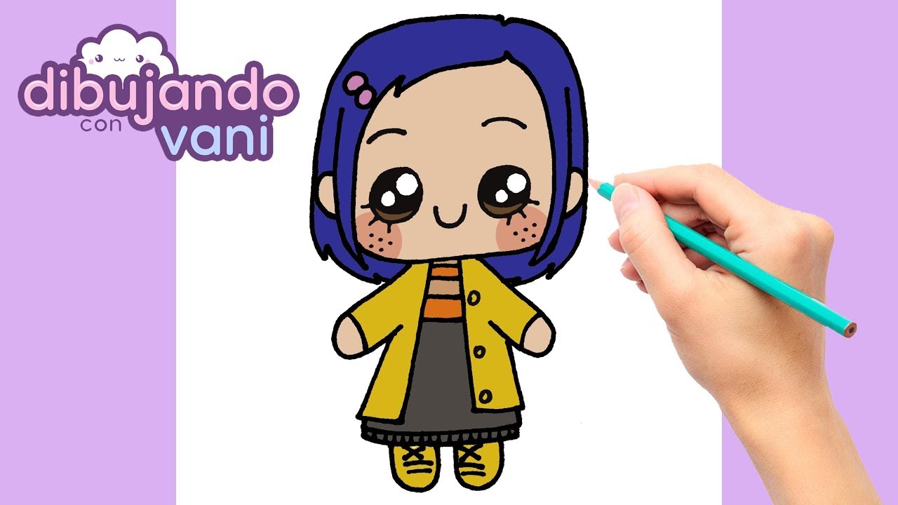 COMO DIBUJAR A CORALINE KAWAII - DIBUJOS FACILES - DIBUJOS KAWAII - DIBUJOS PARA DIBUJAR 