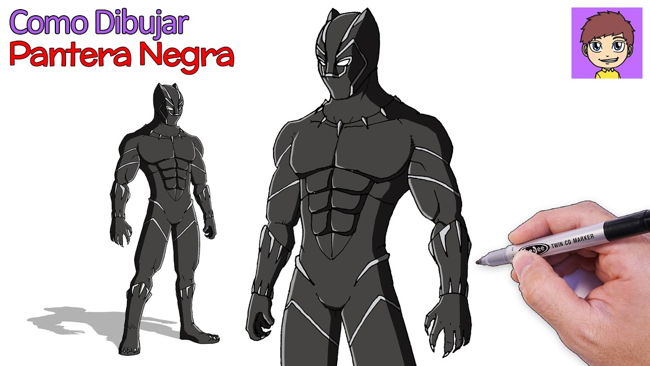 Como Dibujar a Pantera Negra Paso a Paso - Dibujos para Dibujar - Dibujos Faciles 