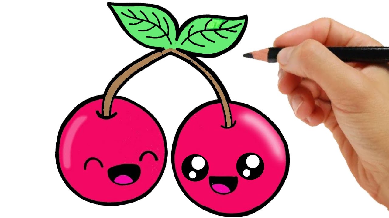 HOW TO DRAW A CHERRY EASY STEP BY STEP 