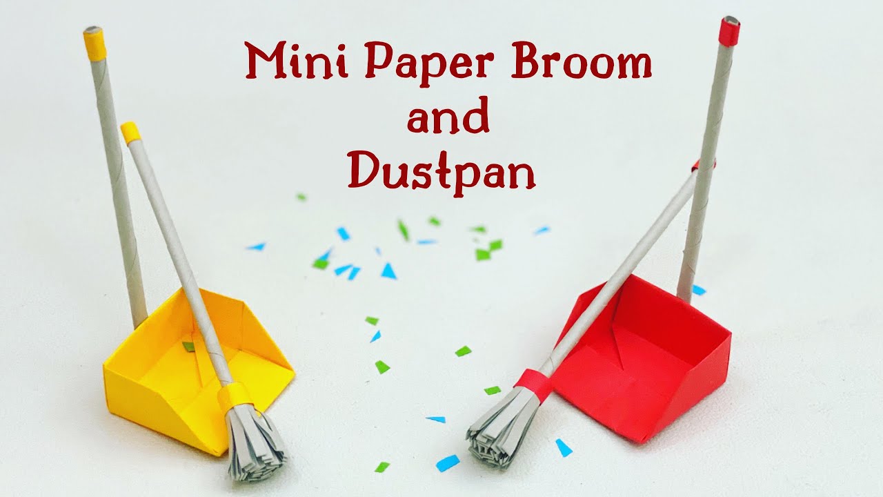 DIY MINI PAPER BROOM AND DUSTPAN / Paper Crafts For School / Paper Craft / Easy kids craft ideas 