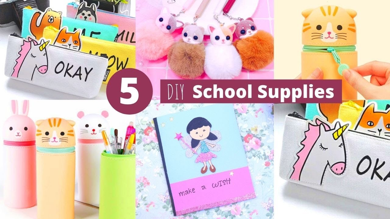 4 DIY School Supplies / Easy Unicorn Pencil case, Notebook Cover Design Crafts 