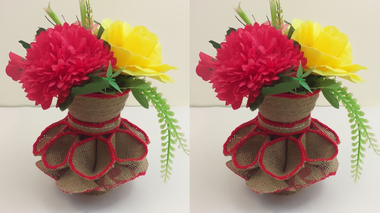 DIY Beautiful jute flower vase#07 | Home decorating ideas handmade#Dian Crafts 