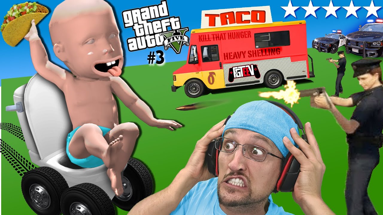 GRAND THEFT AUTO 5 has the worst TACO TRUCKS! FGTeeVs Very Odd Day! (with Mods) 2