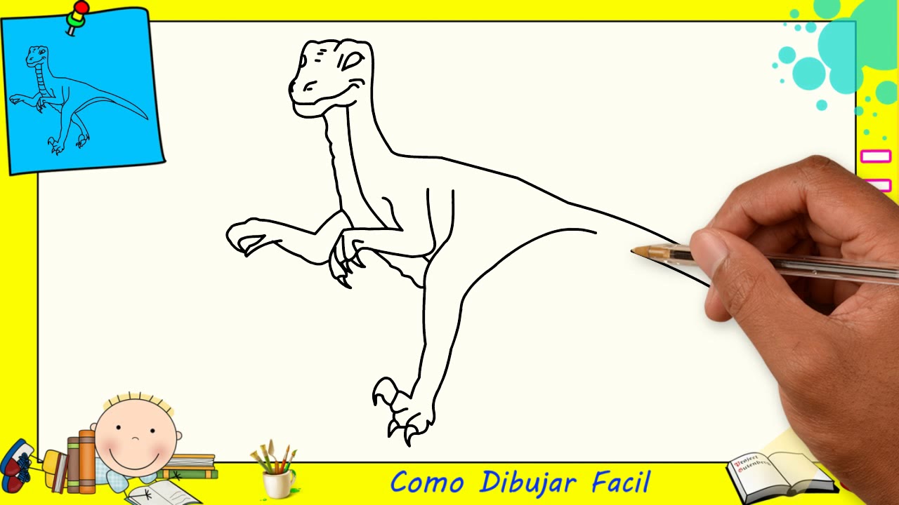 Como dibujar un dinosaurio FACIL paso a paso para niños y principiantes 1 