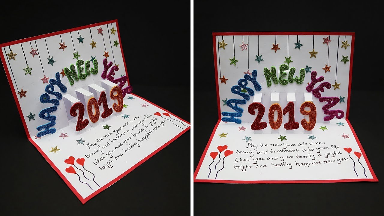 DIY New Year Pop Up Greeting Cards 2019 | How to Make New Year Pop Up Card | Handmade Cards 2