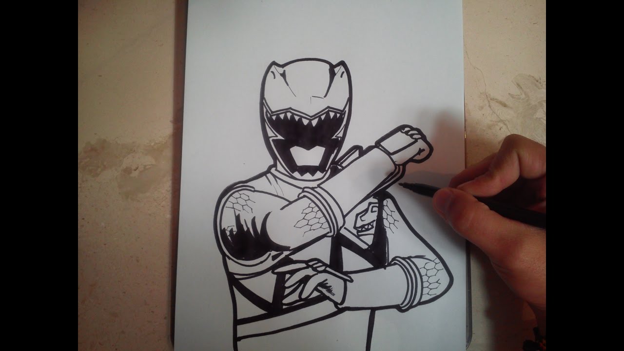 HOW TO DRAW POWER RANGER DINO CHARGE - GREEN / como dibujar power ranger dino charge - verde 