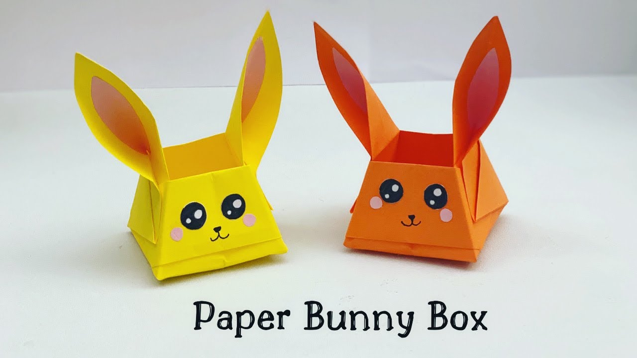 DIY MINI PAPER BUNNY STORAGE BOX / Paper Crafts For School / Paper Craft / Easy Origami Box DIY 