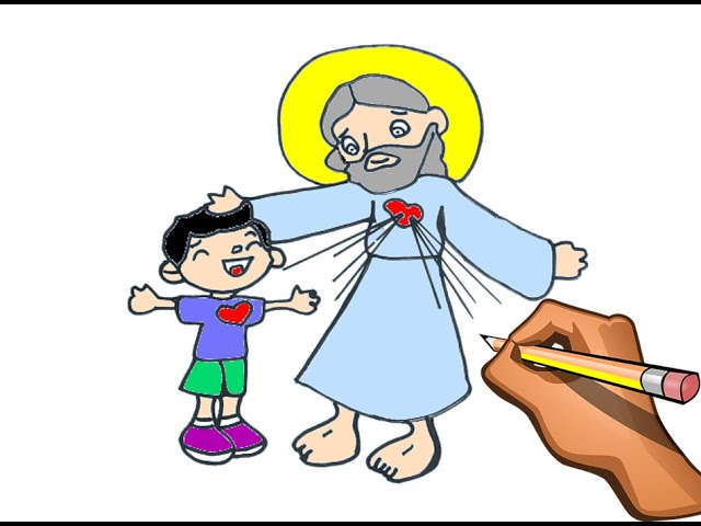 COMO DIBUJAR A NIÑO Y DIOS PASO A PASO / DIBUJO DE DIOS Y EL NIÑO 