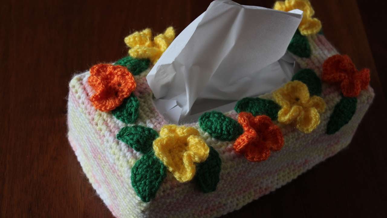How To Crochet A Pretty Flower Tissue Box Cover - DIY Home Tutorial - Guidecentral 