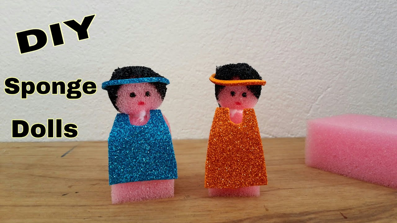 #doll #dollmaking How to make easy doll at home / Doll making with sponge 