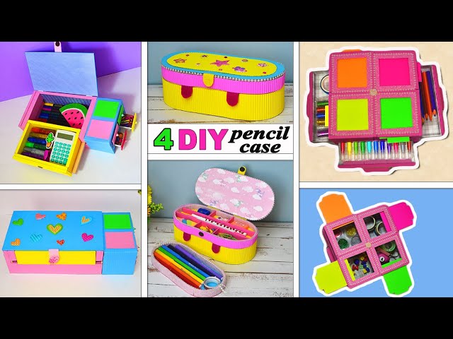 4 DIY Pencil Cases/How to make Pencil Box with waste cardboard & matchbox/Best out of waste 