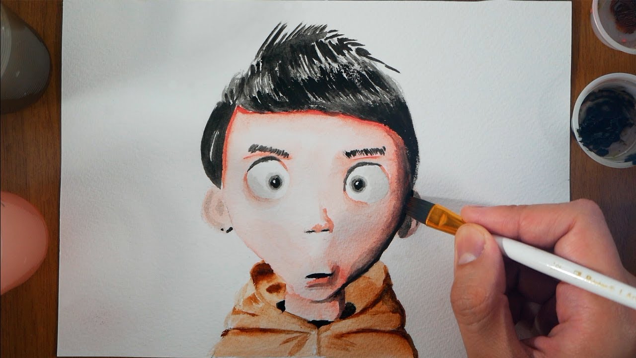 Cómo dibujar un rostro 3D animado con acuarelas fácil, paso a paso / pintar 