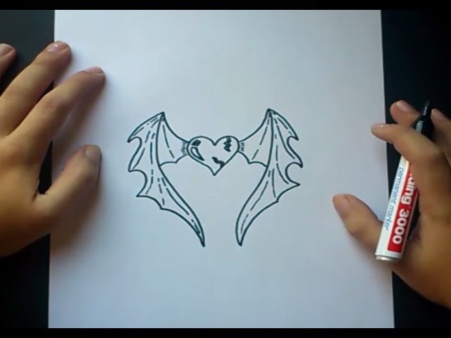 Como dibujar un corazon con alas paso a paso | How to draw a winged heart 