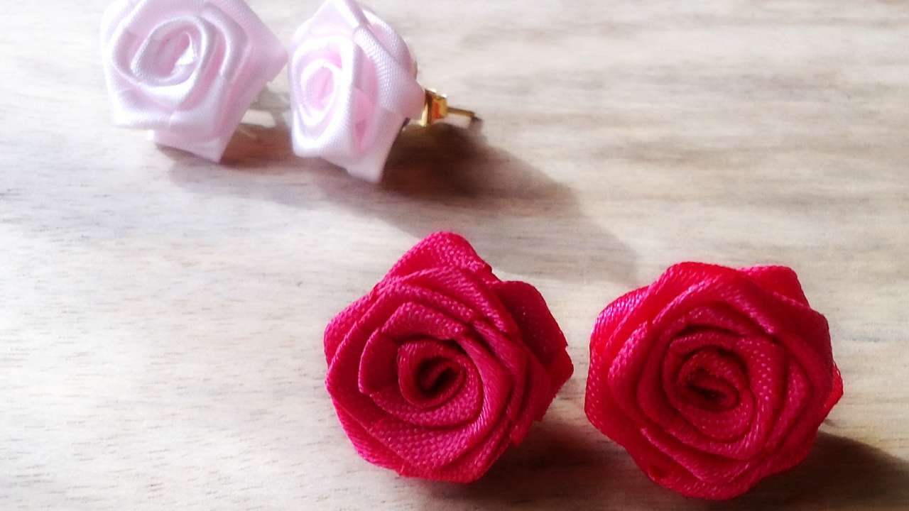 How To Make Adorable Ribbon Rose Ear Studs - DIY Style Tutorial - Guidecentral 