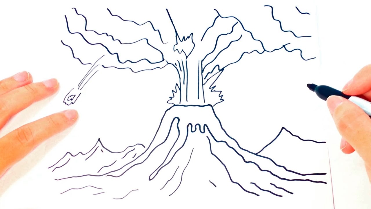 Cómo dibujar un Volcán paso a paso | Dibujo fácil de Volcán 