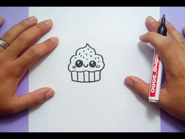 Como dibujar un cupcake kawaii paso a paso | How to draw a kawaii cupcake 