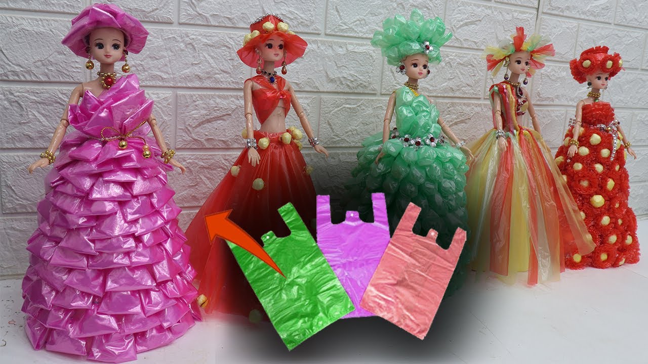 5 Doll decoration ideas with plastic bag | Plastic bag dolls craft 