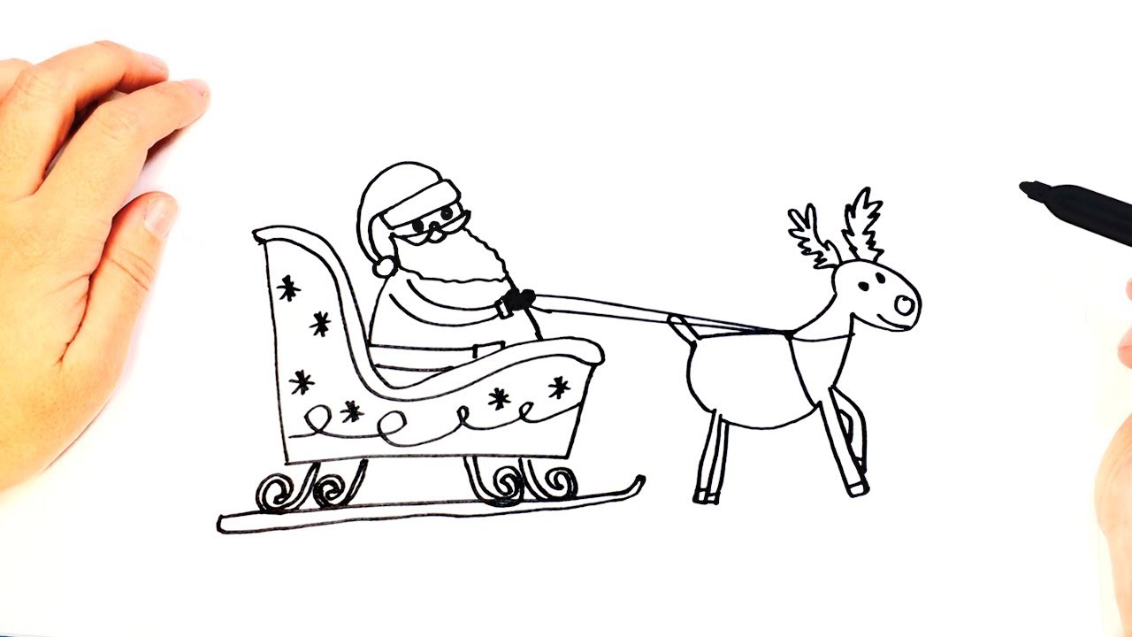 Cómo dibujar a Papa Noel y su Trineo paso a paso | Navidad 